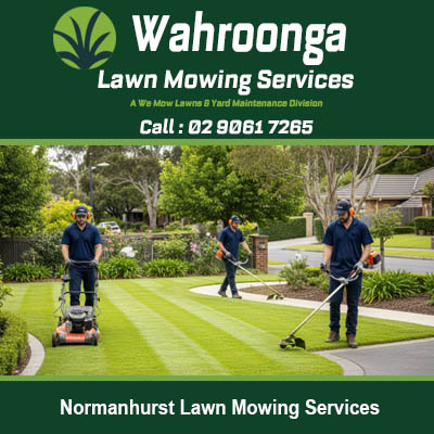 Local lawn care specialists working on beautifully striped garden in Normanhurst NSW area