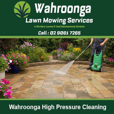 Washing a paved patio area with pressure washer in Wahroonga