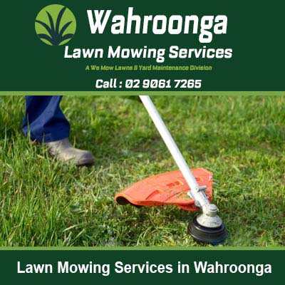 Orange string trimmer being used to edge grass in Wahroonga