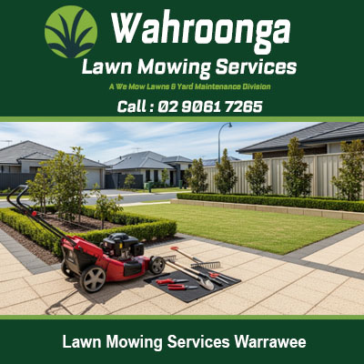 Quality lawn mowing equipment on beautifully maintained garden in Warrawee New South Wales